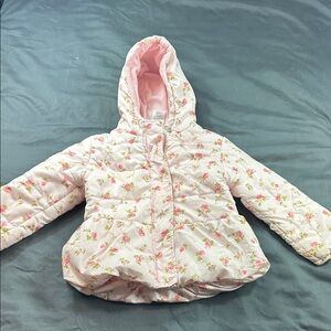 Laura Ashley Girls Pink Floral Puffer Coat